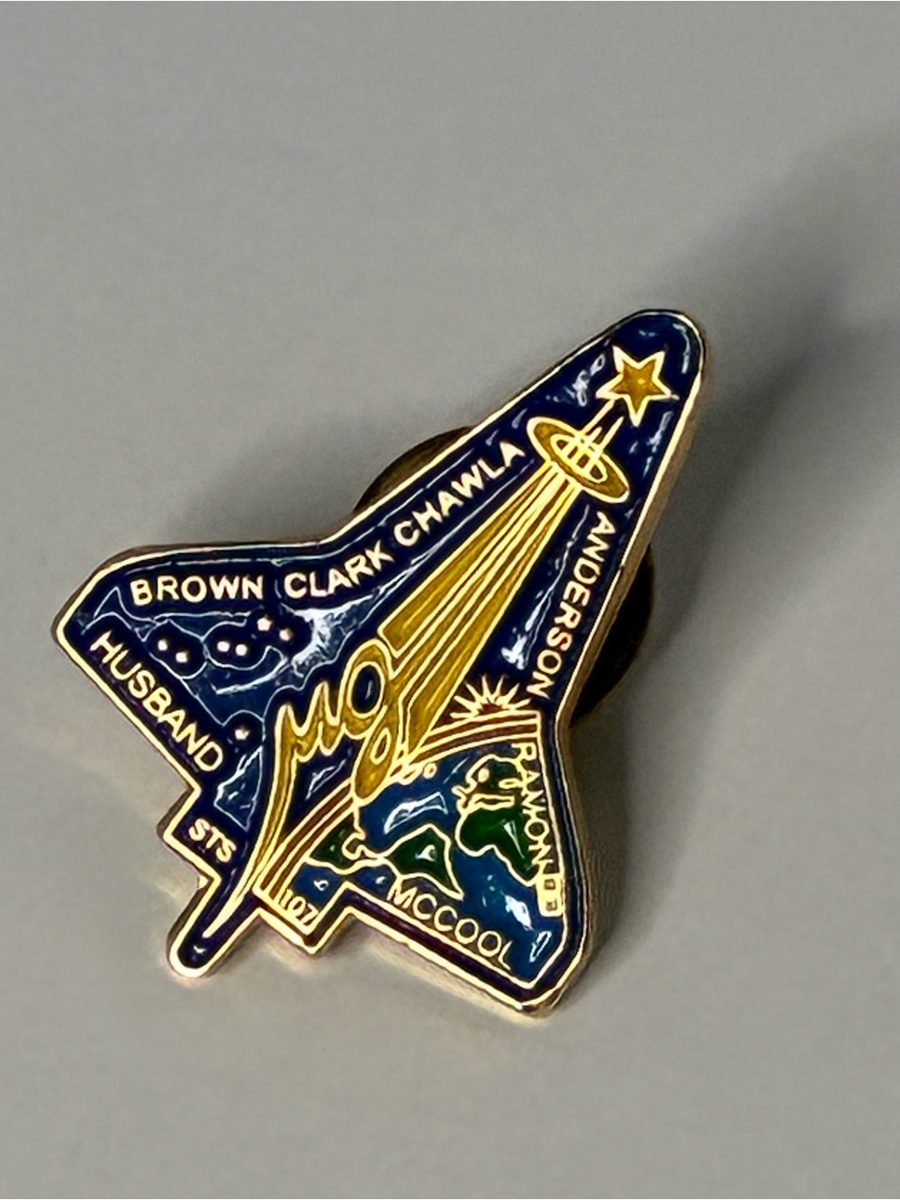 Gold-Trim Space Shuttle Enamel Lapel Pin - Navy & Gold